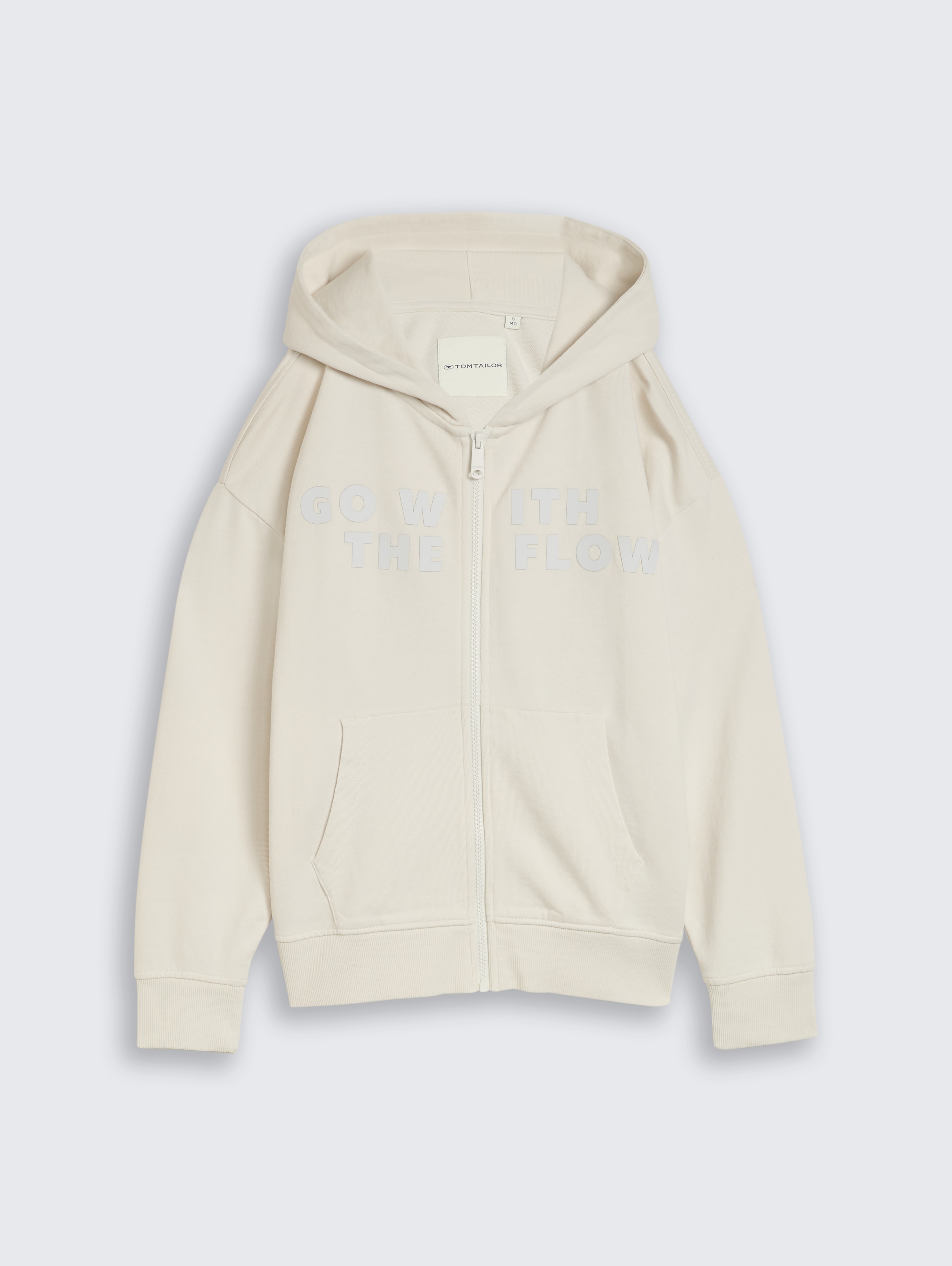 Oversize Hoodie Sweatjacke mit Print von Teen Boys, greyish white