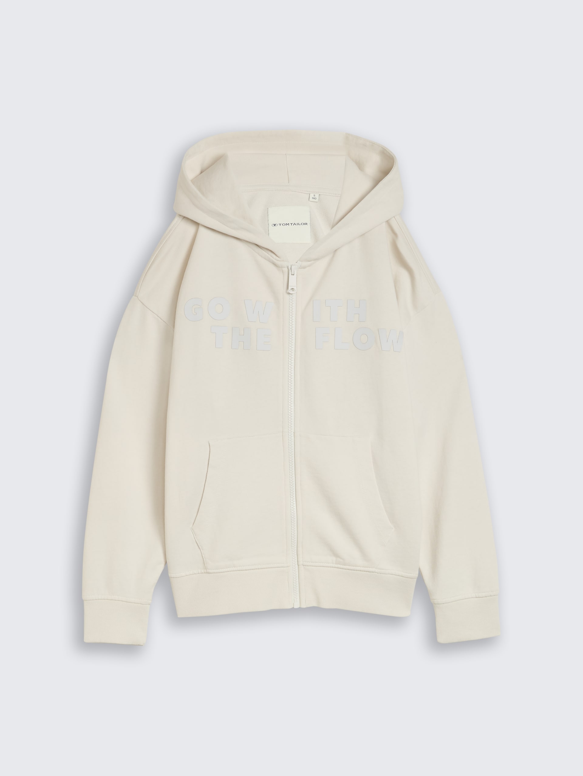 Oversized hoodie Sweatjack met print - greyish white - Product vooraanzicht