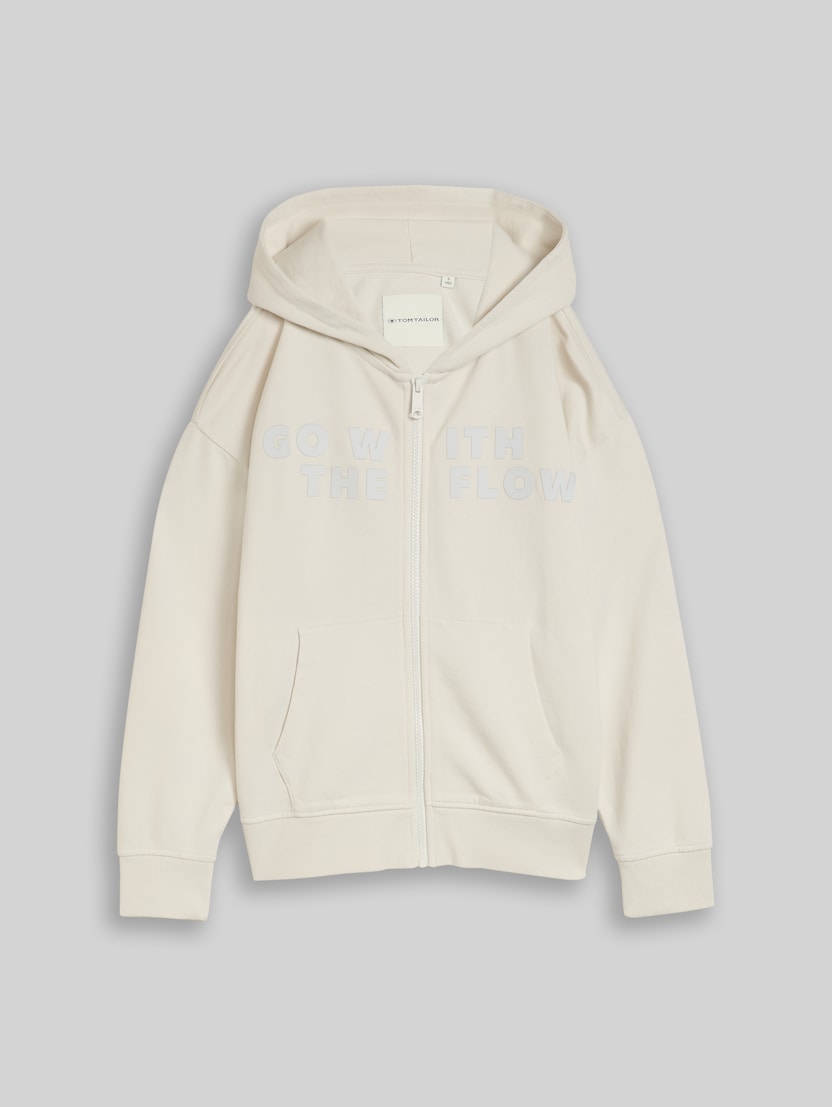Oversize Hoodie Sweatjacke mit Print von Teen Boys, greyish white