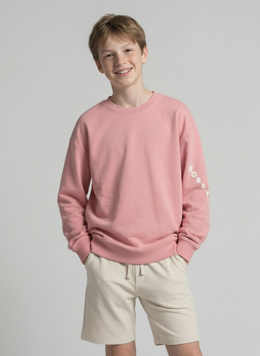Oversize Sweatshirt mit Print - blush rose - Ausschnitt Model-Vorderansicht