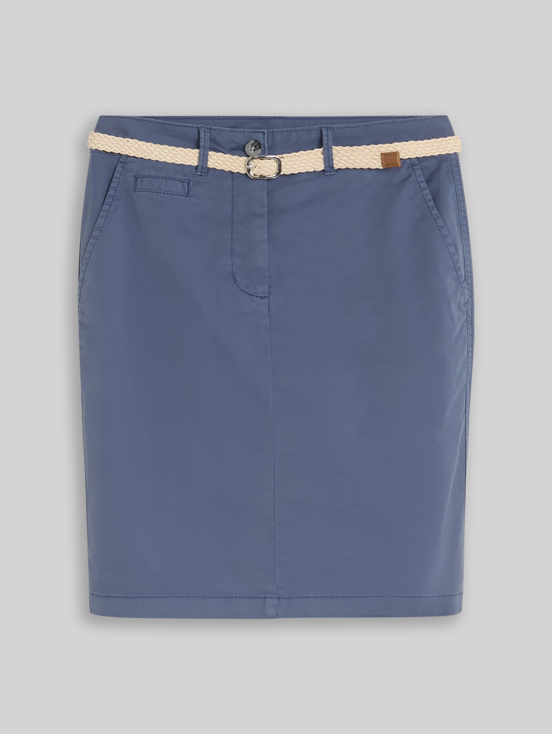 Chino skirt with belt - Vintage Indigo Blue - Front product view