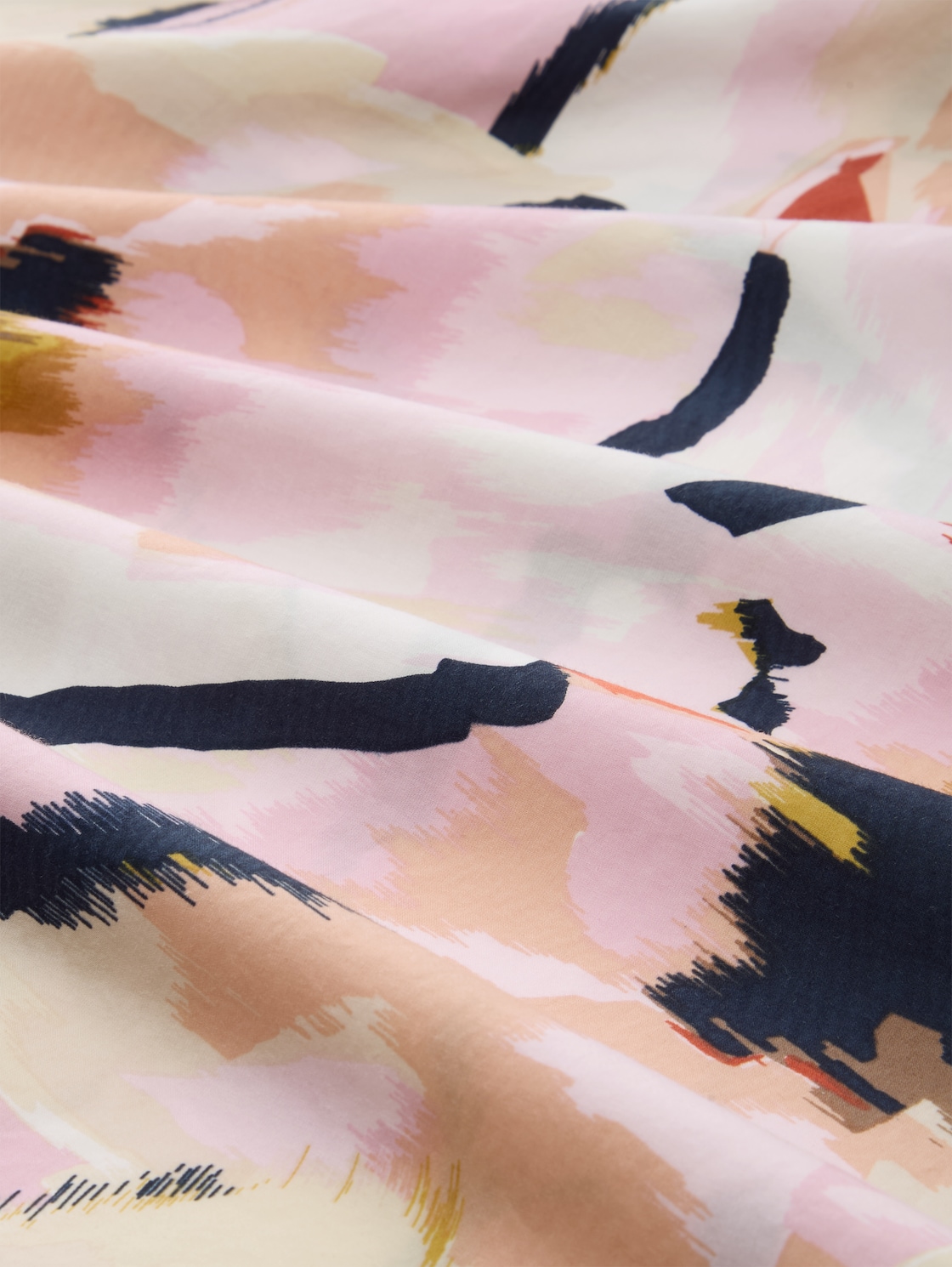 High Waist Midi-Rock mit Taschen - big abstract flower print - Material-Ansicht