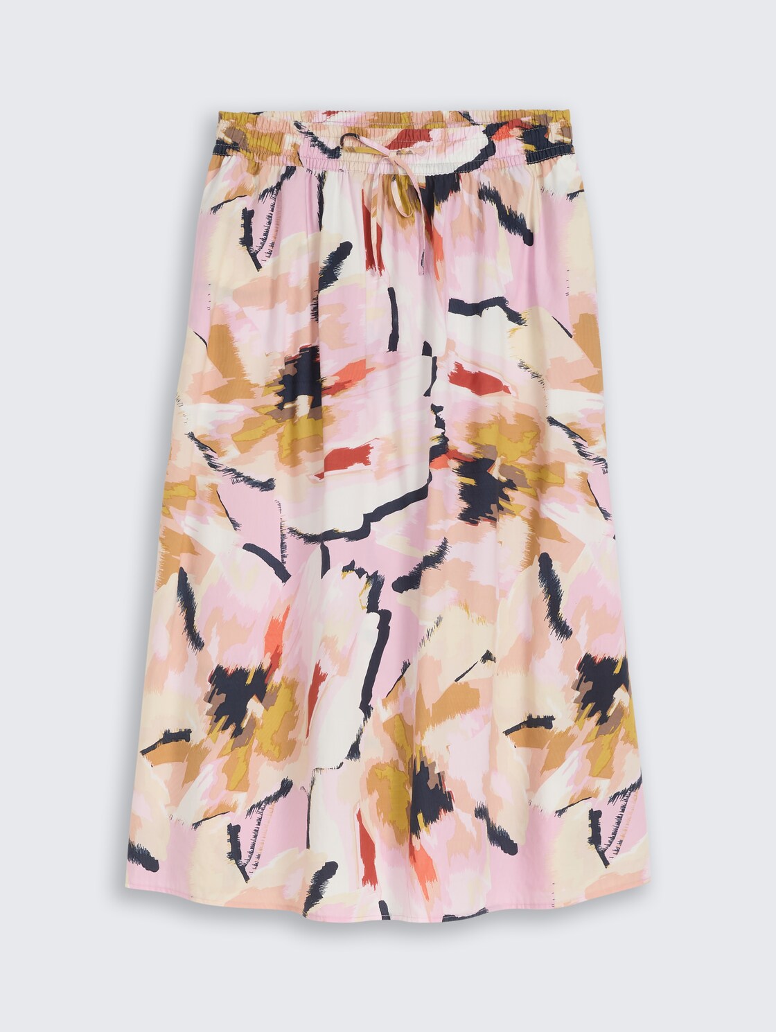 High Waist Midi-Rock mit Taschen - big abstract flower print - Vorder-Produkt-Ansicht