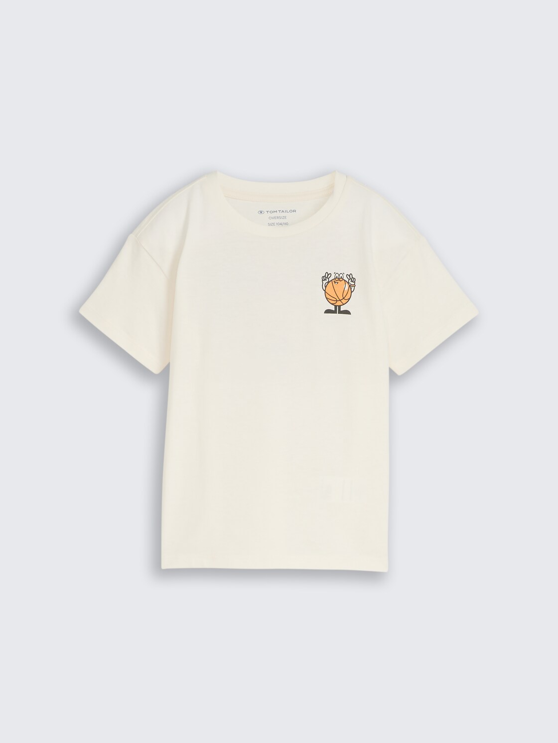 Oversize T-Shirt mit Rückenprint - Wool White - Vorder-Produkt-Ansicht