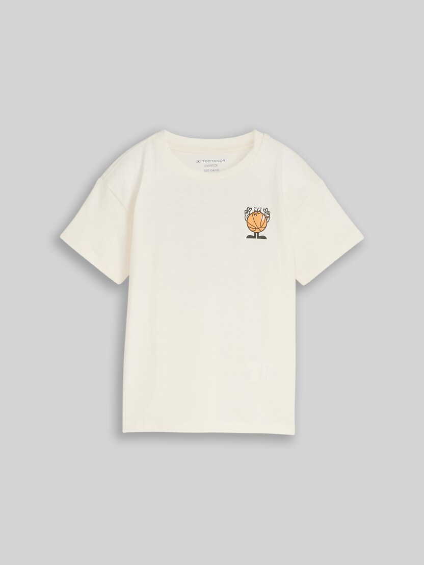 Oversize T-Shirt mit Rückenprint von Mini Boys, Wool White