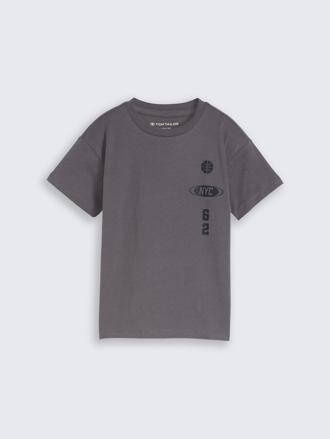 Oversized T-shirt met print op de rug door Mini Boys, dark urban grey