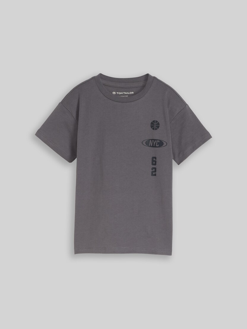 Oversize T-Shirt mit Rückenprint von Mini Boys, dark urban grey
