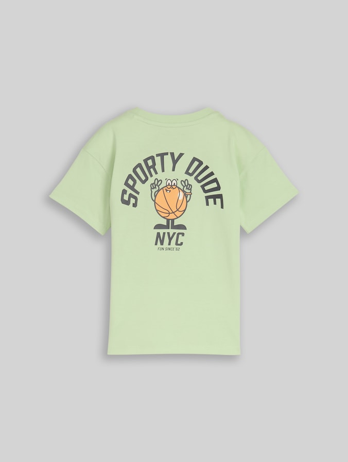 Oversized T-shirt met print op de rug door Mini Boys, frozen lime green