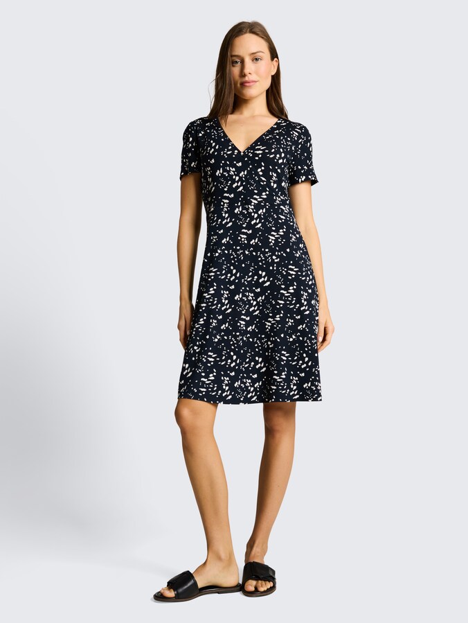 Jersey dress in wrap style by Women, navy dot