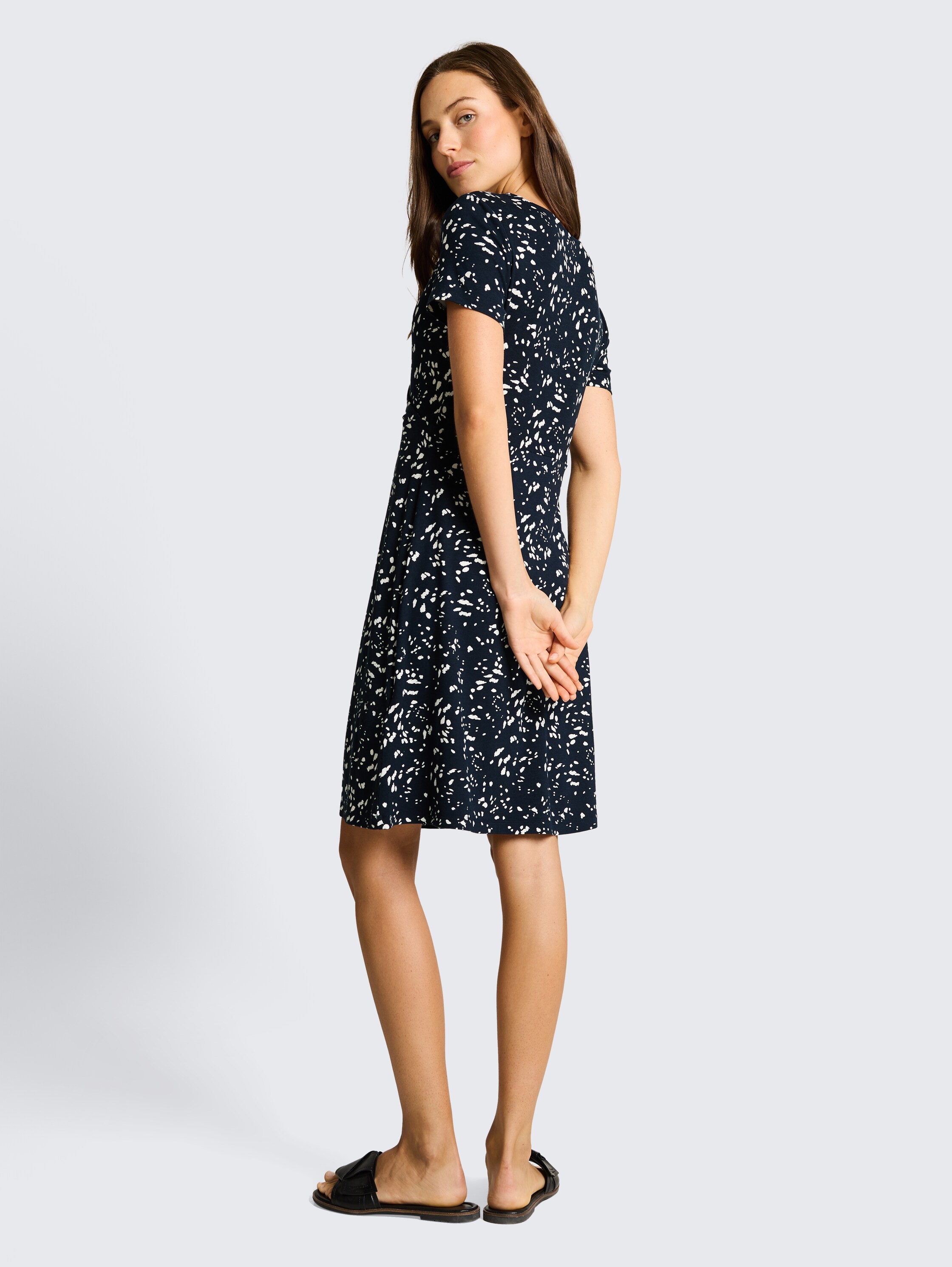 Jerseykleid in Wickel-Optik - navy_dot - 