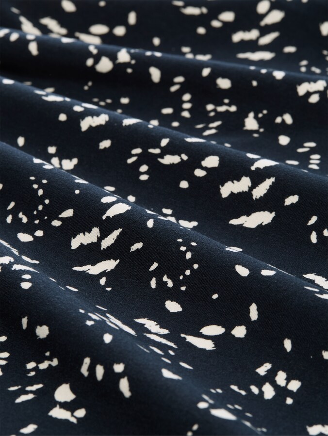 Abito TOM TAILOR Donna 1045309 - Maniche Corte, Multicolor Navy DOT Structure, Taglia 42, Moda Sostenibile