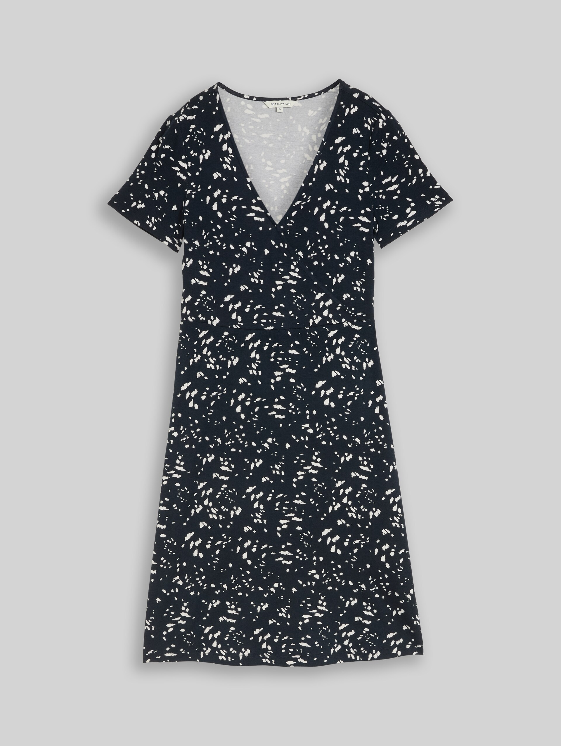 Jerseykleid in Wickel-Optik - navy dot - Vorder-Produkt-Ansicht