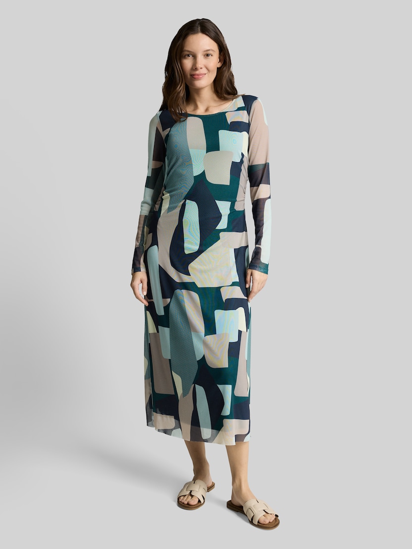 Mesh Midi-Kleid mit Muster von Women, abstract stripe print