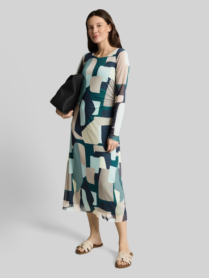 Midi-jurk van mesh met patroon door Women, abstract stripe print
