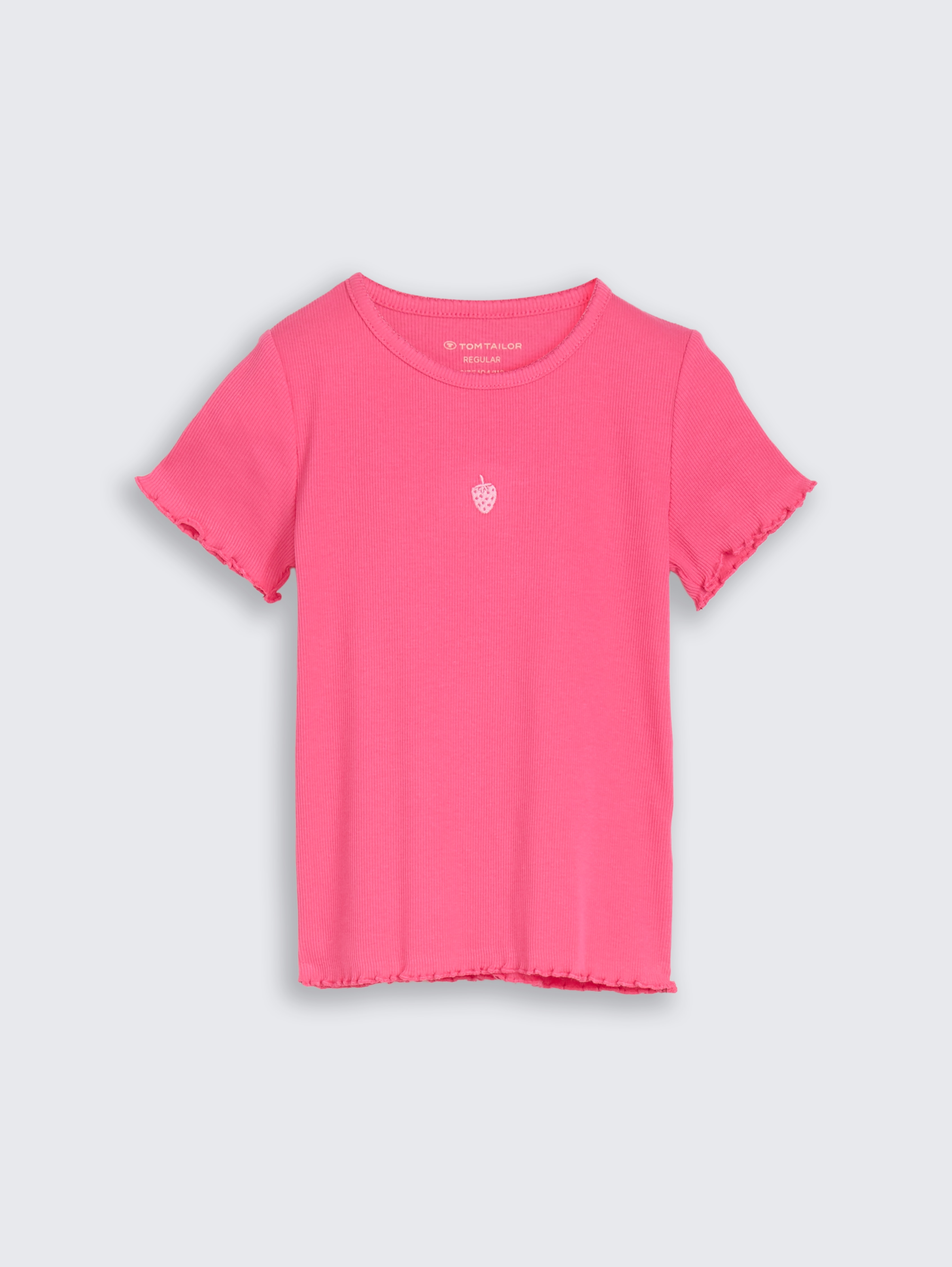 T-Shirt mit Stickerei von Mini Girls, Flashy Pink