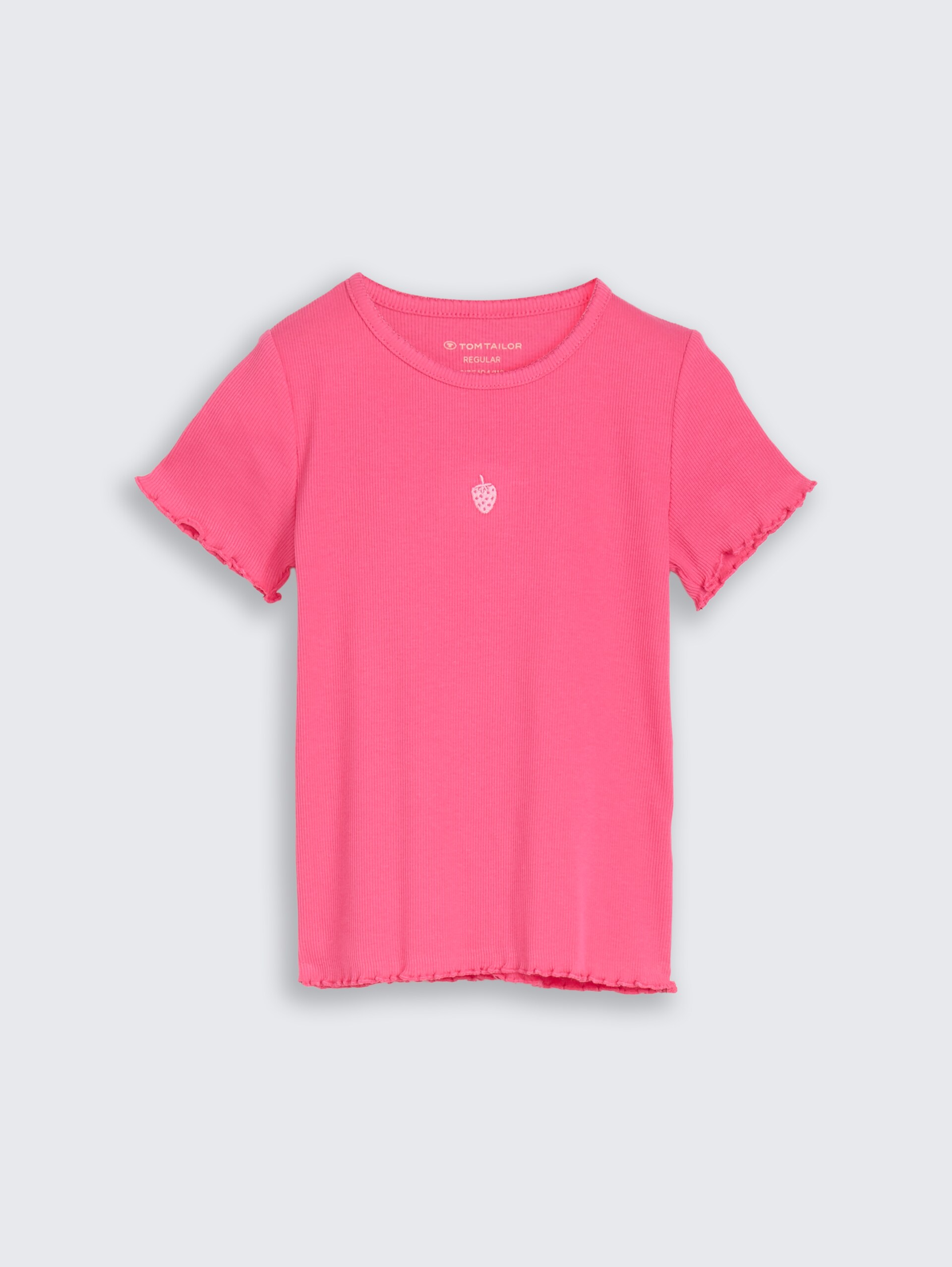 T-Shirt mit Stickerei - Flashy Pink - Vorder-Produkt-Ansicht