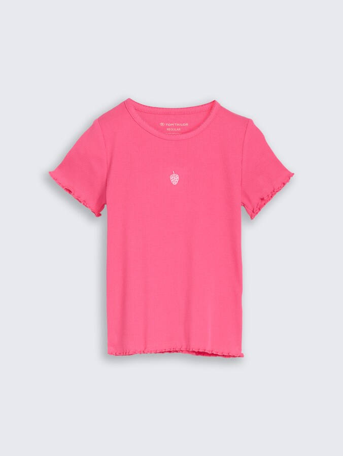 T-shirt with embroidery by Mini Girls, Flashy Pink