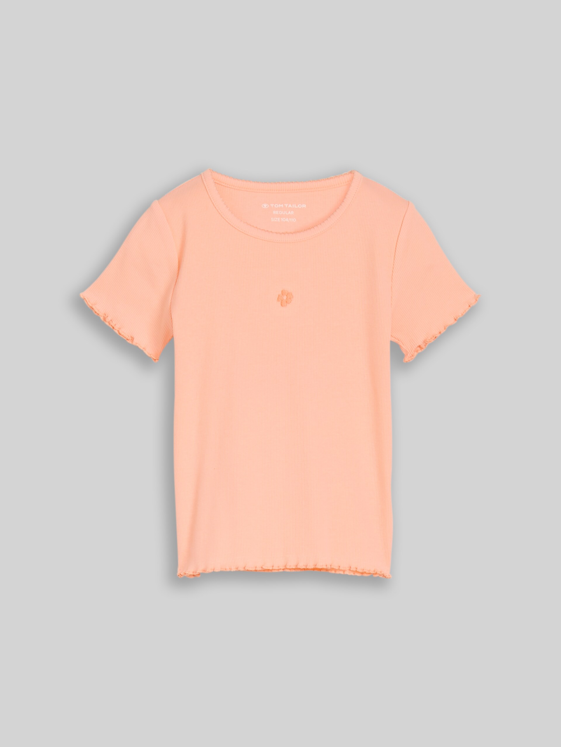 T-shirt with embroidery - peach bloom - Front product view
