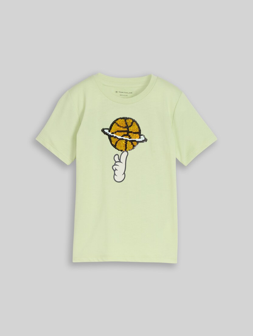 T-Shirt mit Wendepailletten von Mini Boys, frozen lime green