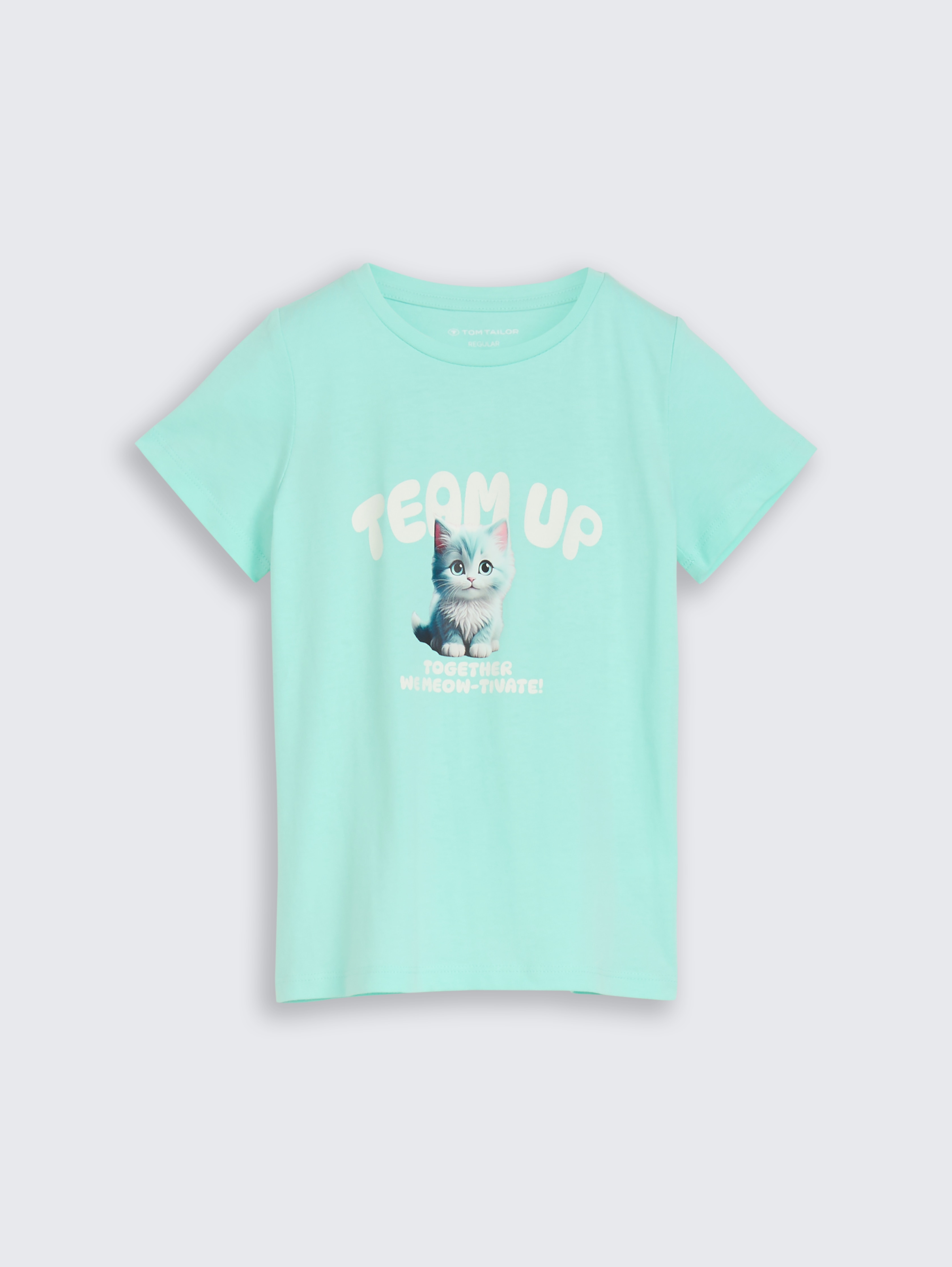 T-Shirt mit Foto-Print von Mini Girls, Light Mint