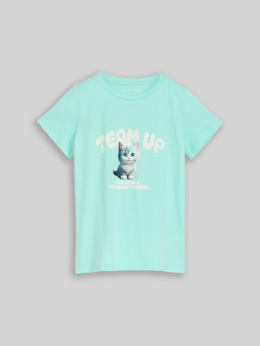 T-Shirt mit Foto-Print von Mini Girls, Light Mint
