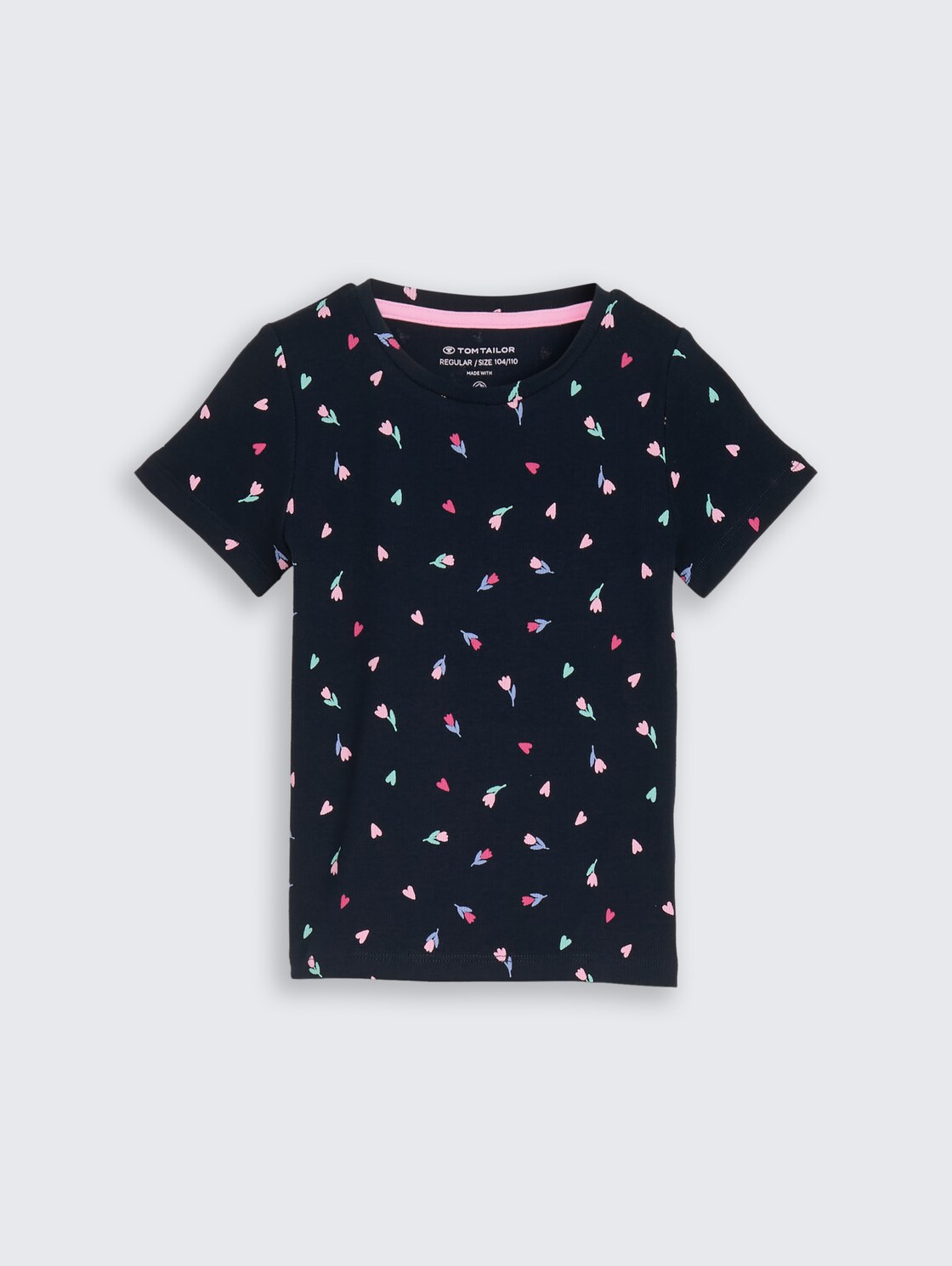Ripp T-Shirt mit Blumenmuster - dark blue tulip print small - Vorder-Produkt-Ansicht