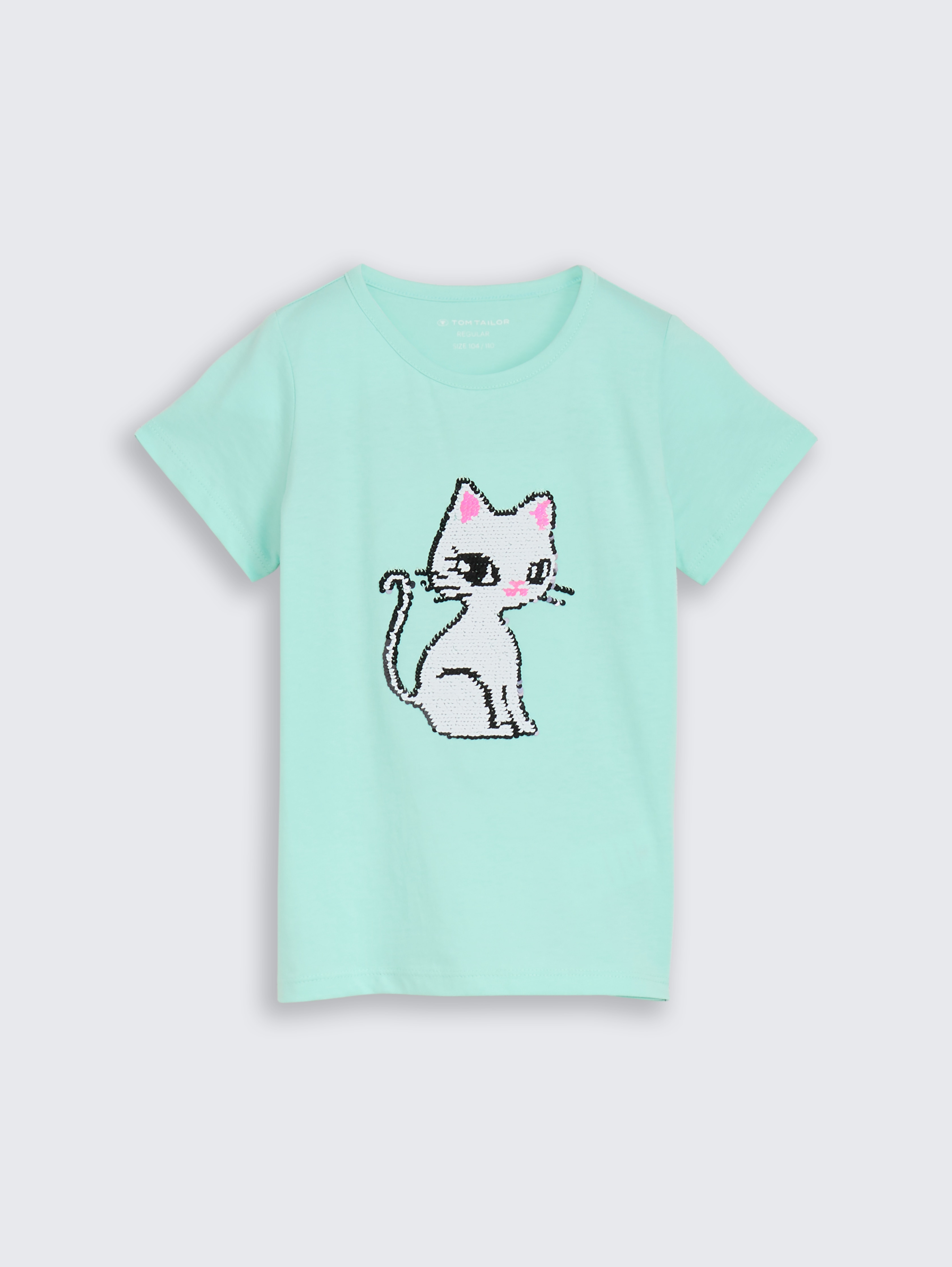 T-Shirt mit Wendepailletten von Mini Girls, Light Mint