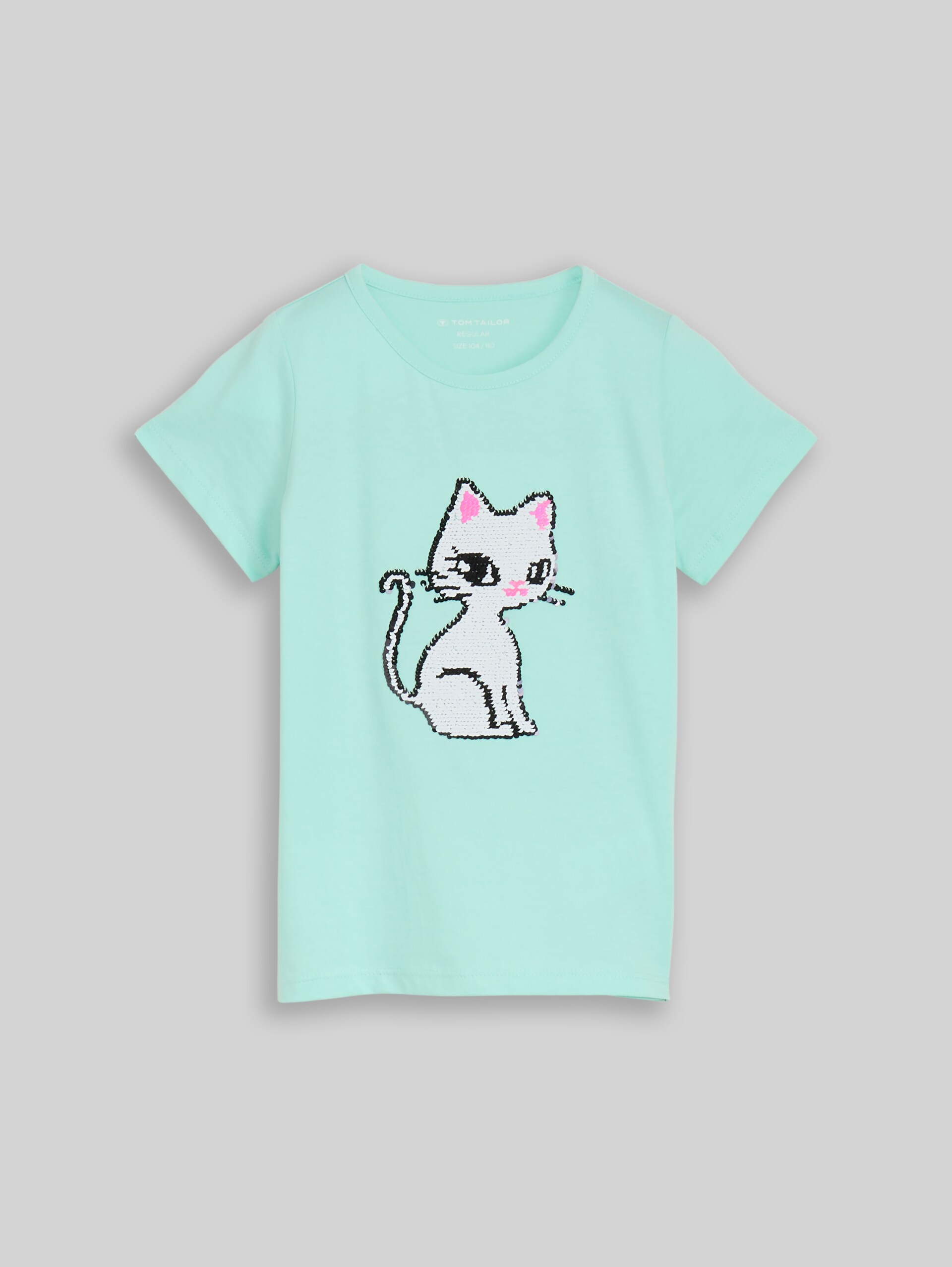 T-shirt with reversible sequins - Light Mint - Front product view