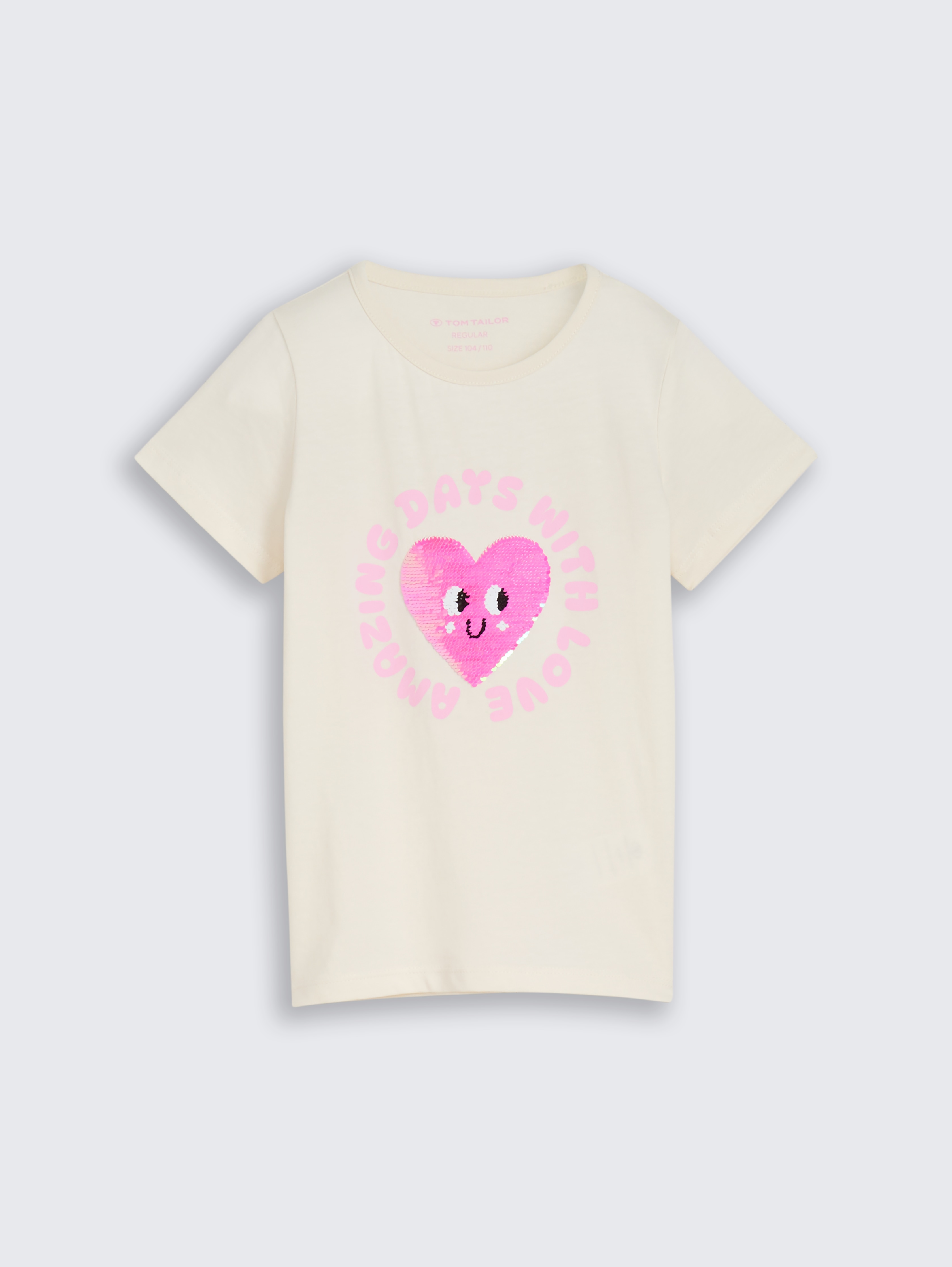 T-Shirt mit Wendepailletten von Mini Girls, Wool White