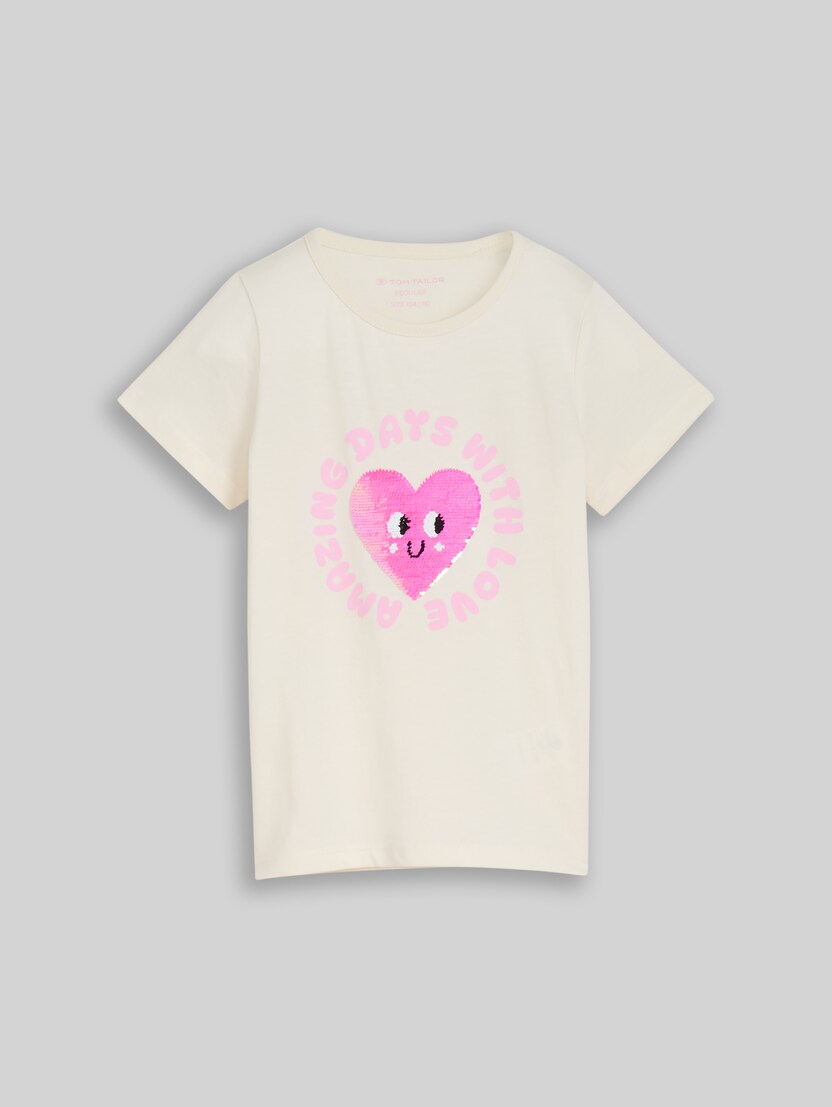 T-Shirt mit Wendepailletten von Mini Girls, Wool White