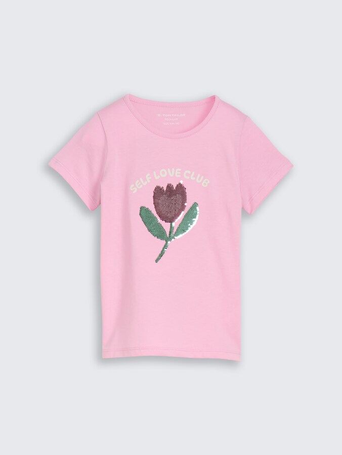 T-shirt met omkeerbare pailletten door Mini Girls, lovely pink