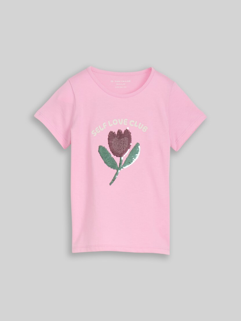 T-Shirt mit Wendepailletten von Mini Girls, lovely pink