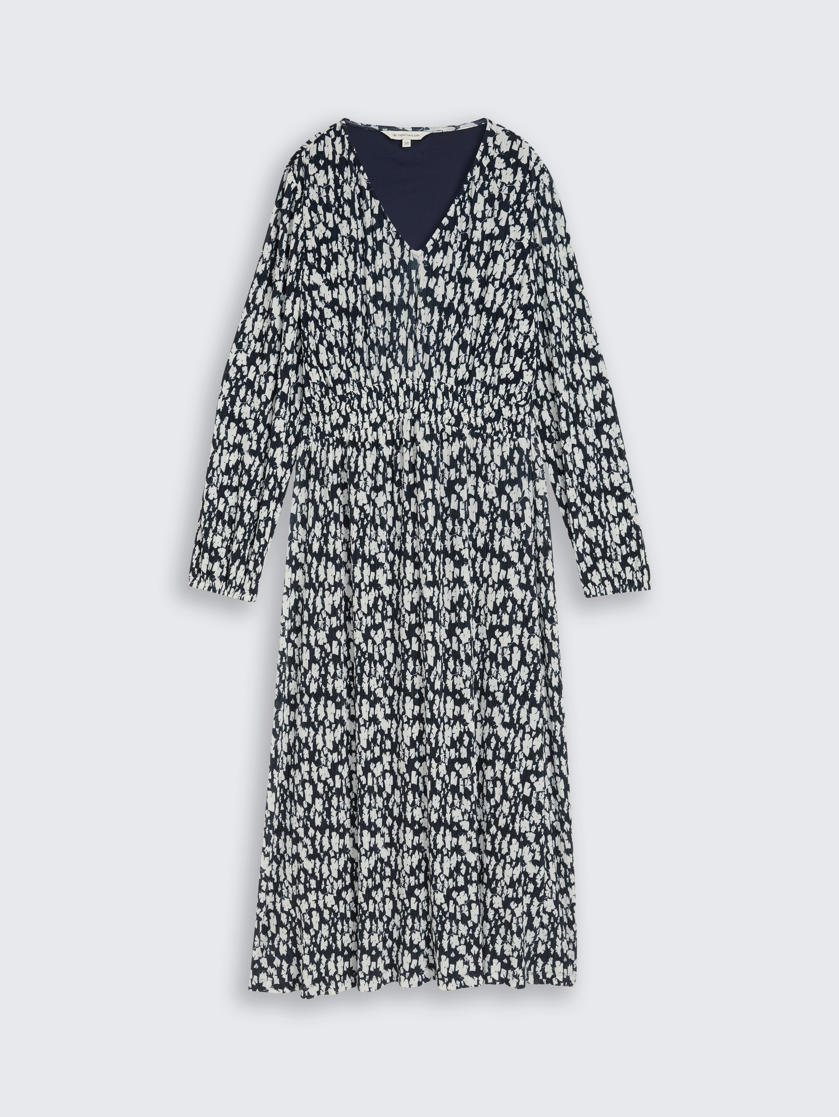 Crinkle Midi-Kleid mit Muster von Women, blue ginkgo minimal