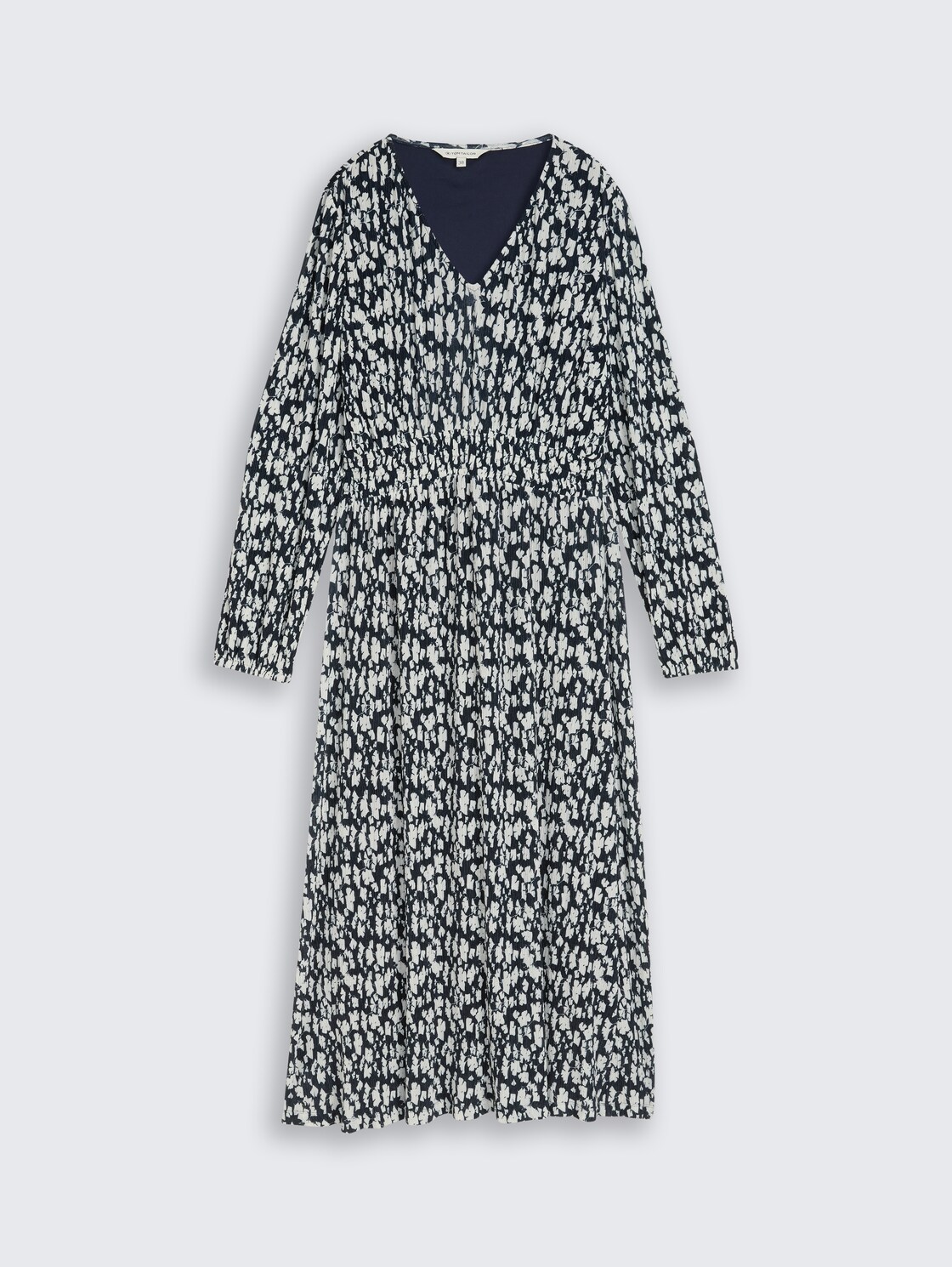 Crinkle Midi-Kleid mit Muster - blue ginkgo minimal - Vorder-Produkt-Ansicht