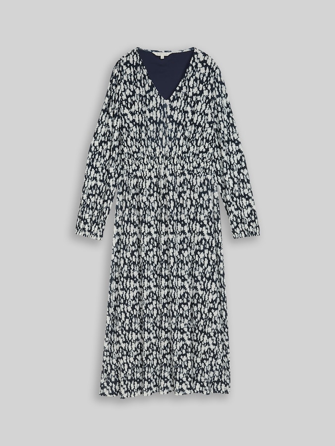 Crinkle Midi-Kleid mit Muster von Women, blue ginkgo minimal