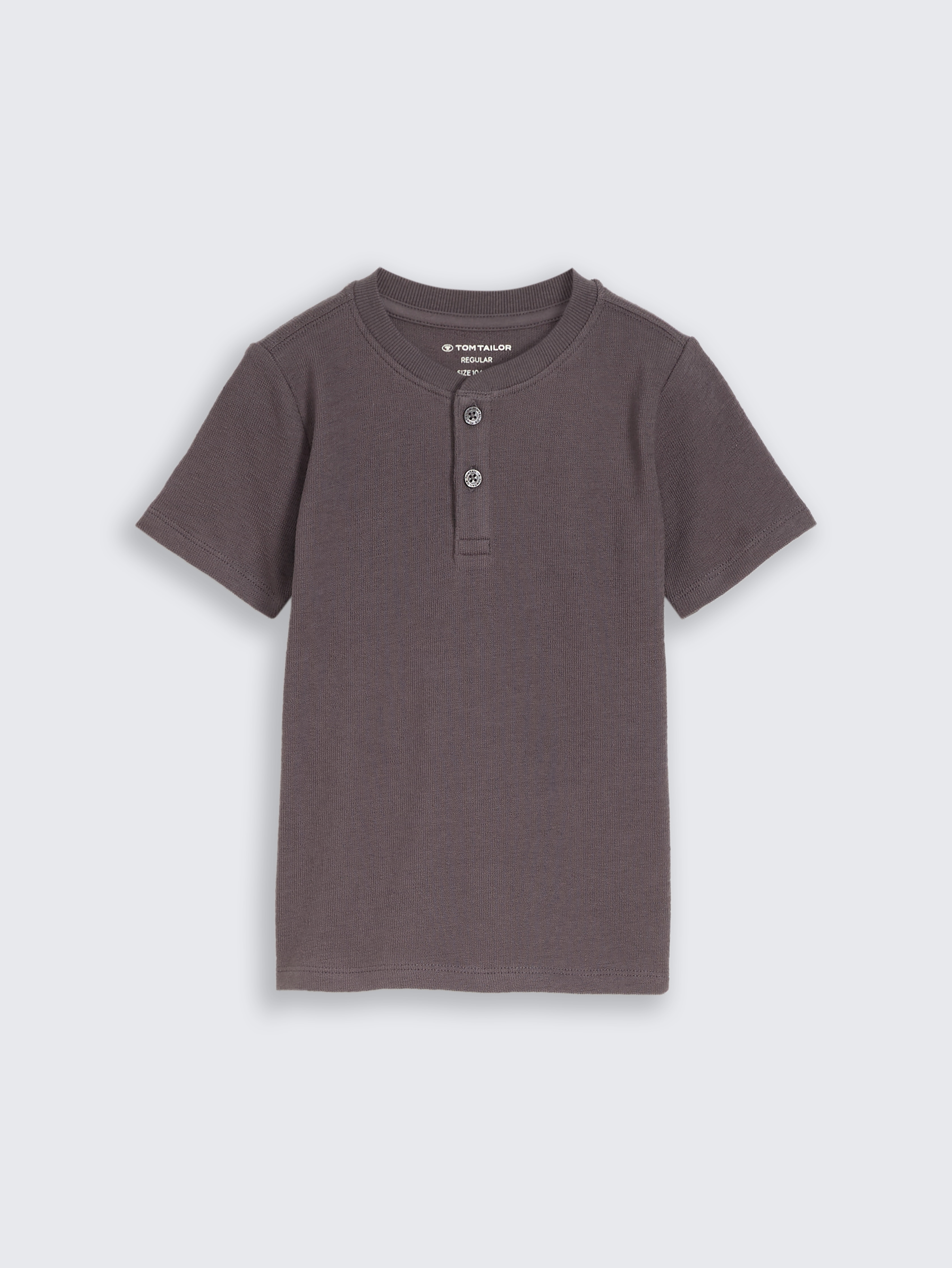 Henley T-Shirt aus Baumwolle von Mini Boys, dark urban grey