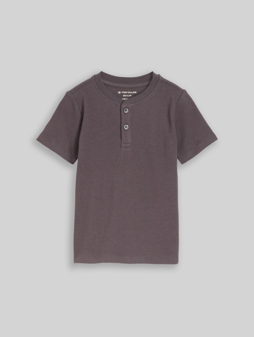 Henley T-Shirt aus Baumwolle von Mini Boys, dark urban grey