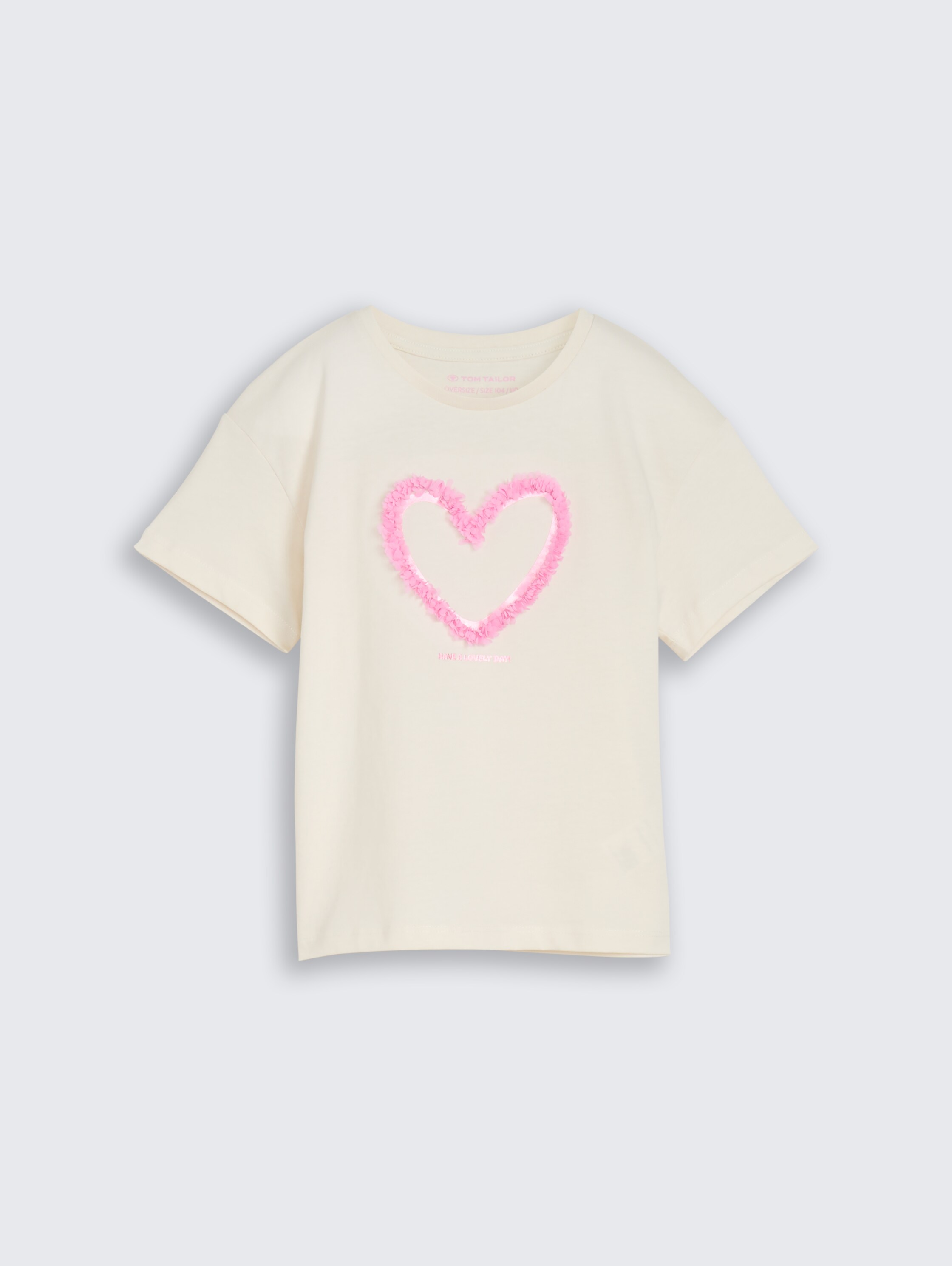 T-shirt oversize avec détail en tulle - Wool White - Vue de face du produit