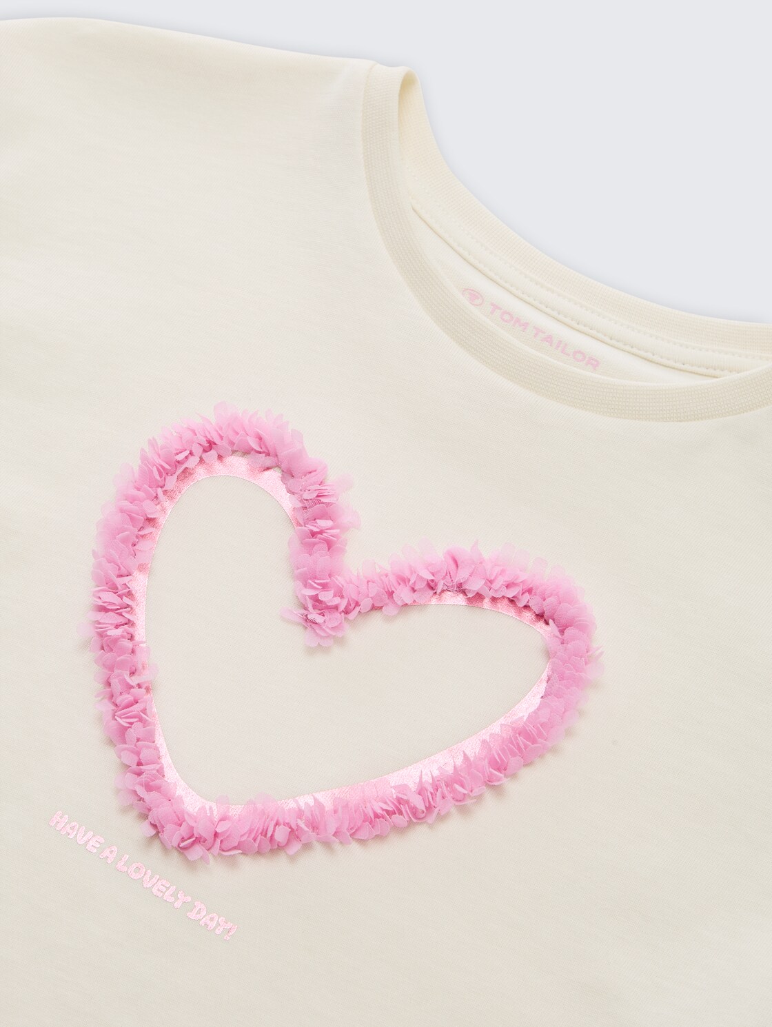 Oversized T-shirt with tulle detail - Wool White - Detail model view