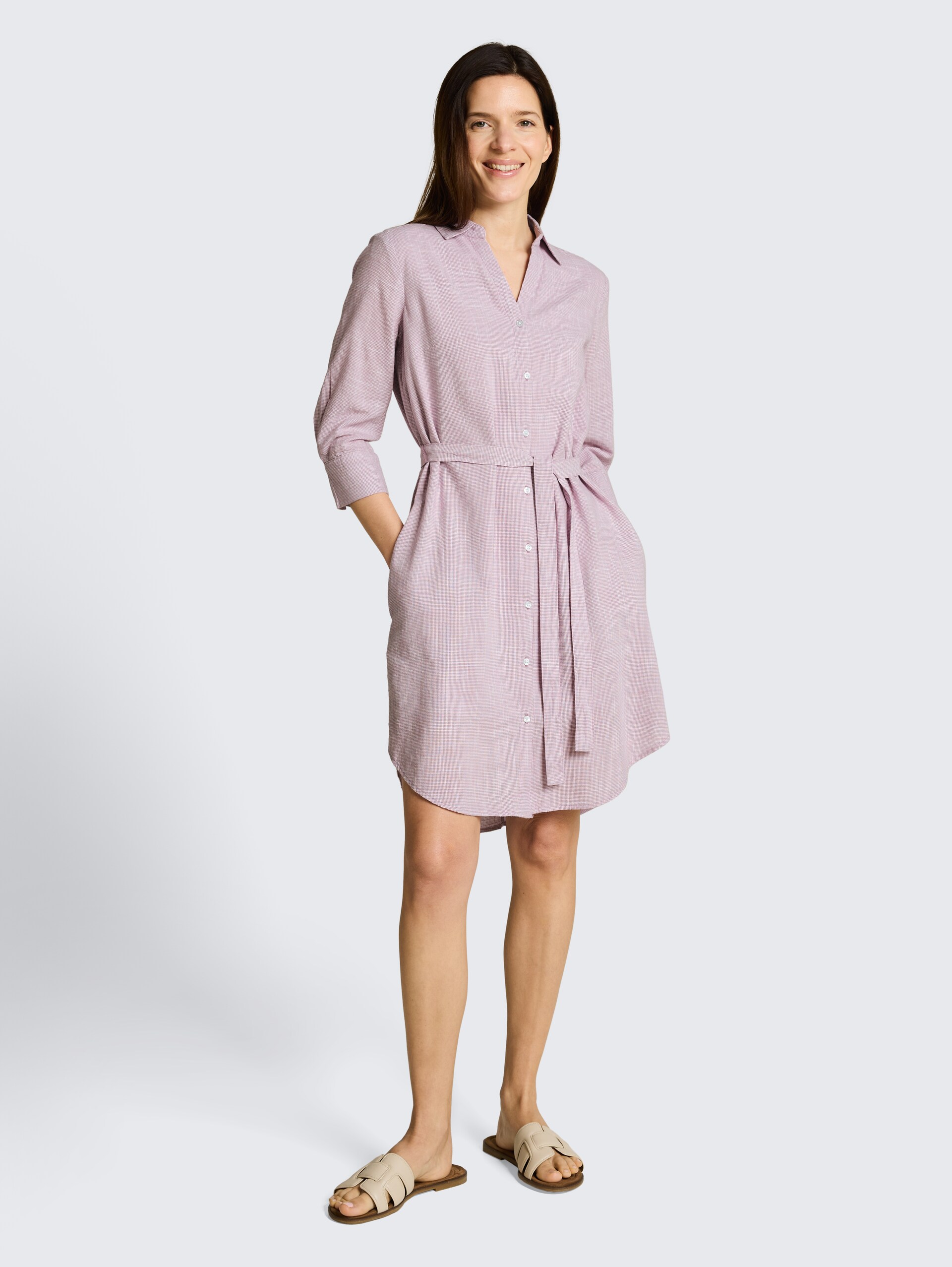 Blusenkleid mit Bindegürtel - light elderberry - Model-Vorderansicht