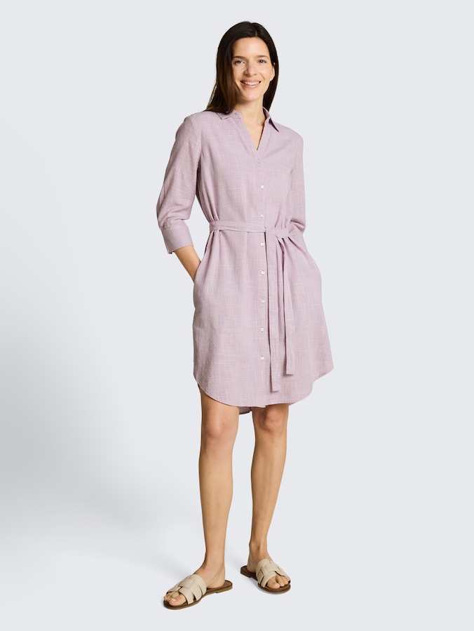 Blouse dress with tie belt by Women, light elderberry
