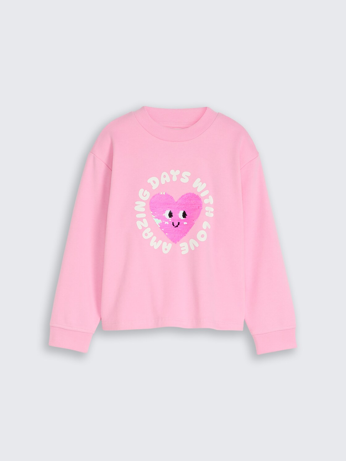Cropped Sweatshirt mit Wendepailletten - lovely pink - Vorder-Produkt-Ansicht