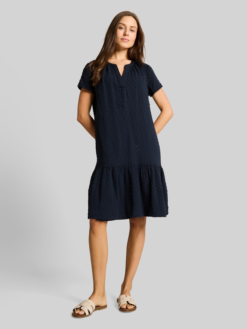 Mousseline jurk met gestippelde structuur door Women, sky captain blue