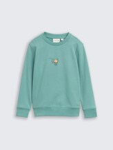 Glow-in-the-Dark Sweatshirt mit Rückenprint - Salvia - Vorder-Produkt-Ansicht