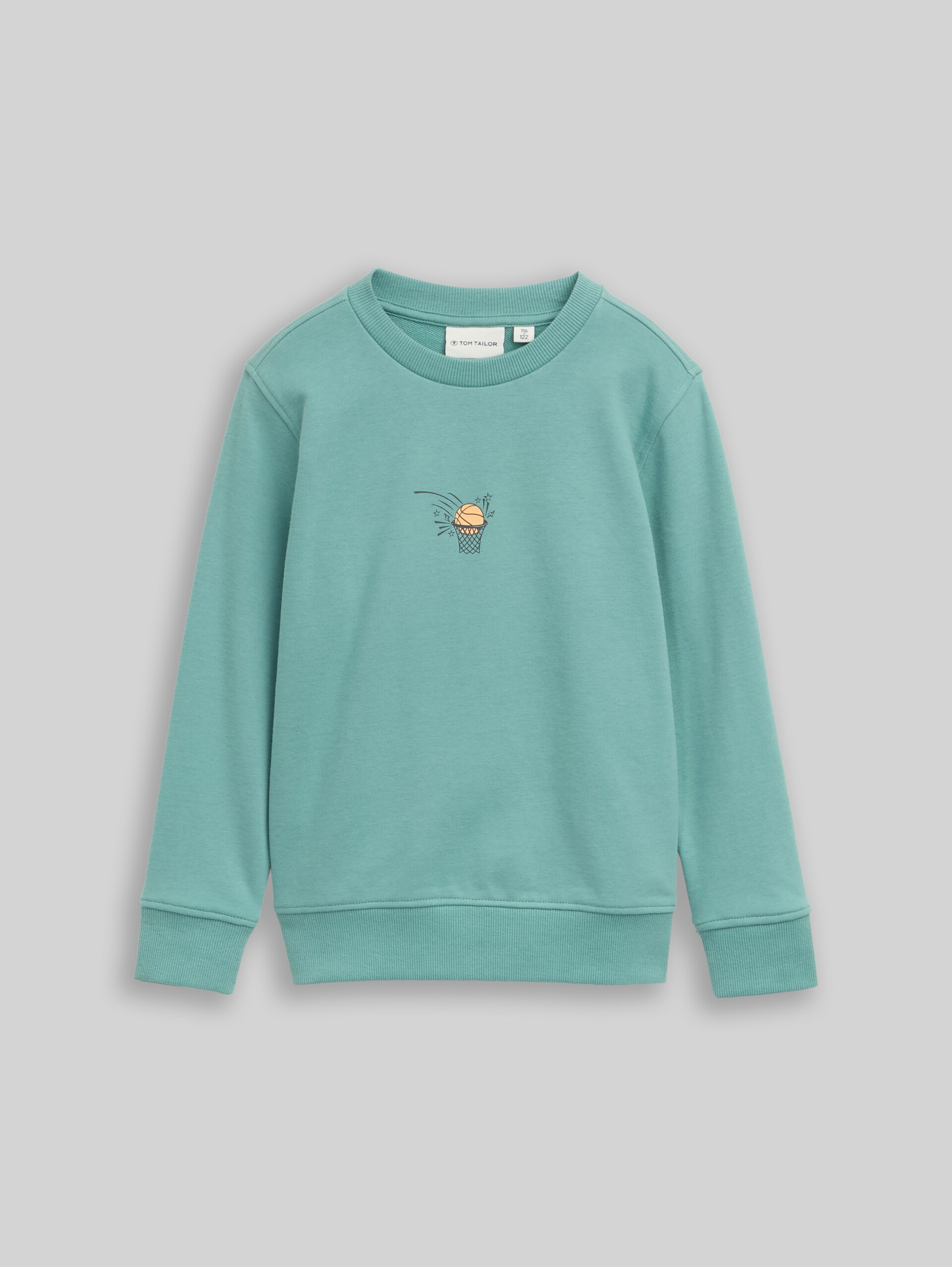 Glow-in-the-Dark Sweatshirt mit Rückenprint - Salvia - Vorder-Produkt-Ansicht