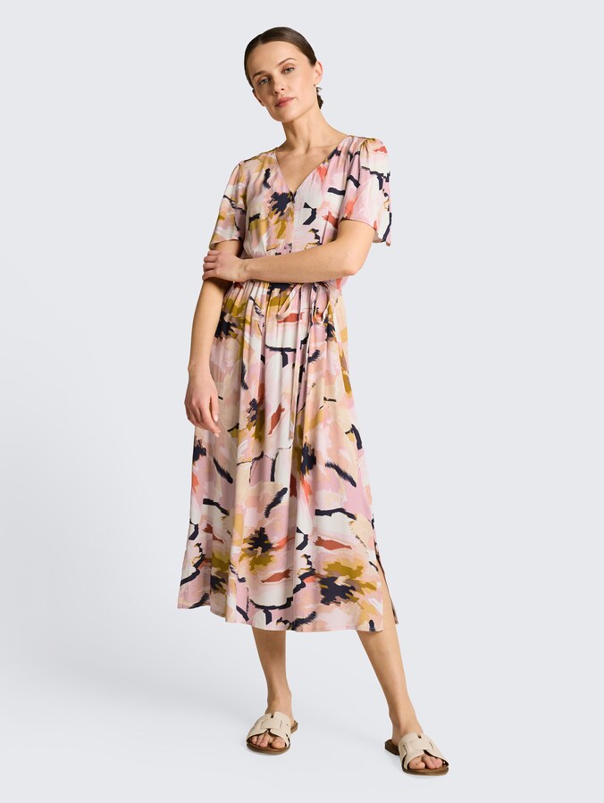 Midi dress with pattern by Women, big abstract flower print
