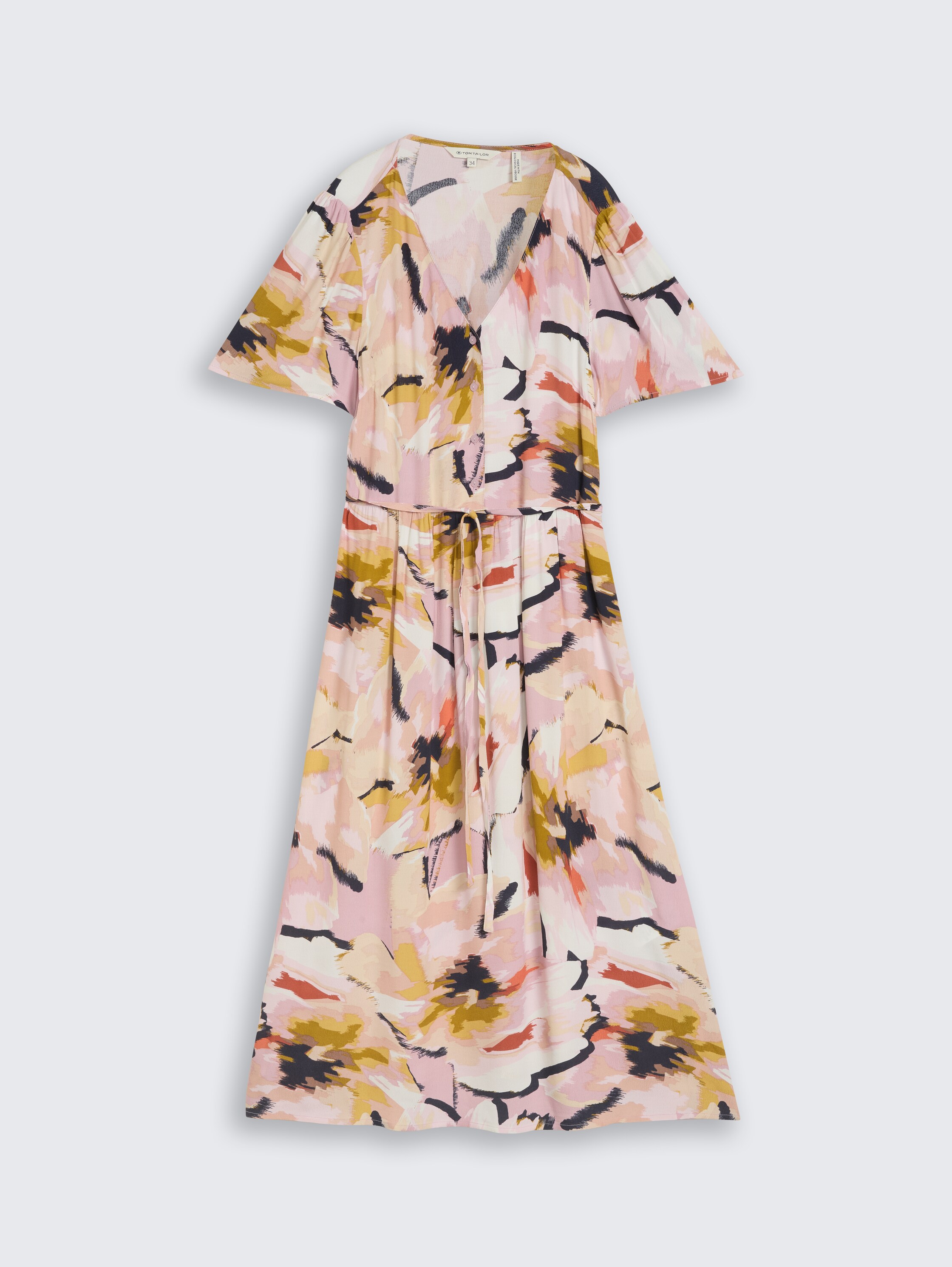 Midi dress with pattern - big_abstract_flower_print - 