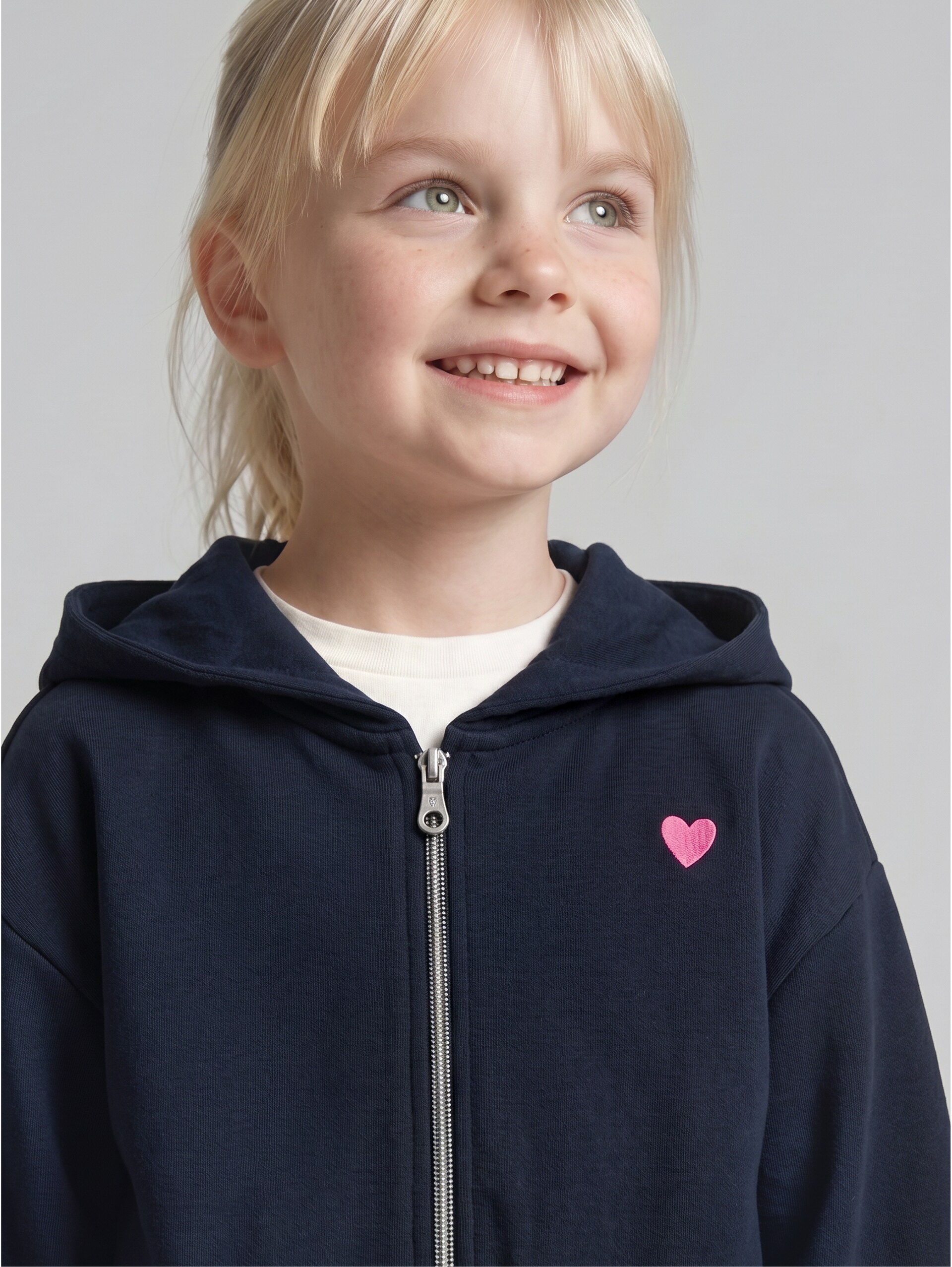 Cropped hooded sweatshirt with embroidery - sky captain blue