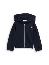 Selected, Cropped hoodie sweat jacket with embroidery by Tom Tailor, blue