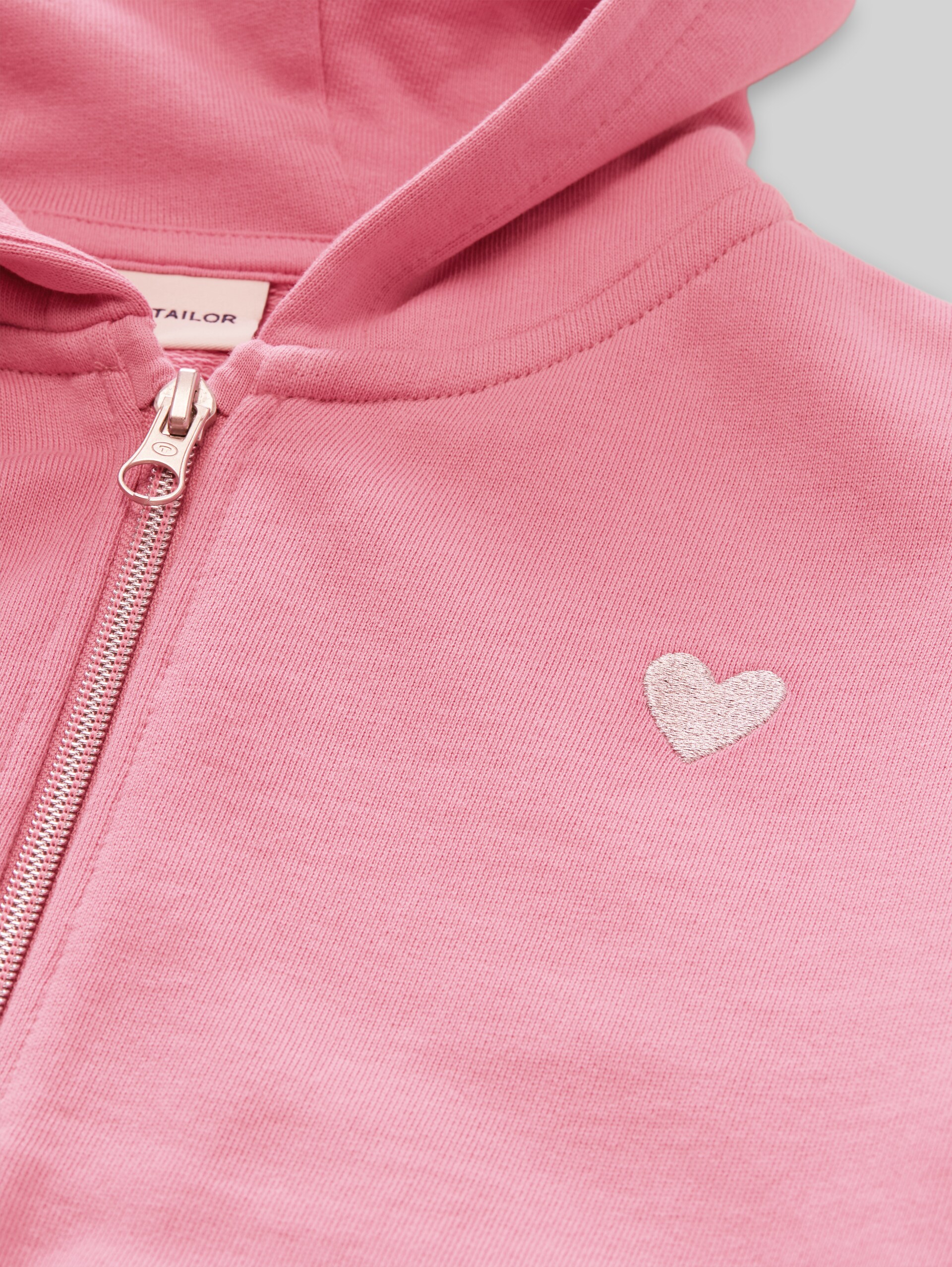 Cropped hoodie-sweatjack met borduursel - smooth rose - Detailaanzicht model